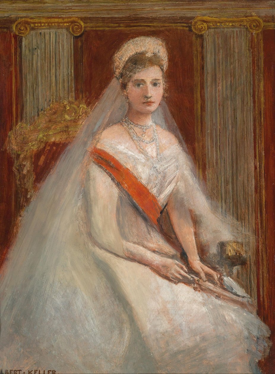 ロシア皇帝アレクサンドラ・フョードロヴナの肖像画（1872～1918年、皇帝ニコラス2世の妻）。 作： アルバート・フォン・ケラー