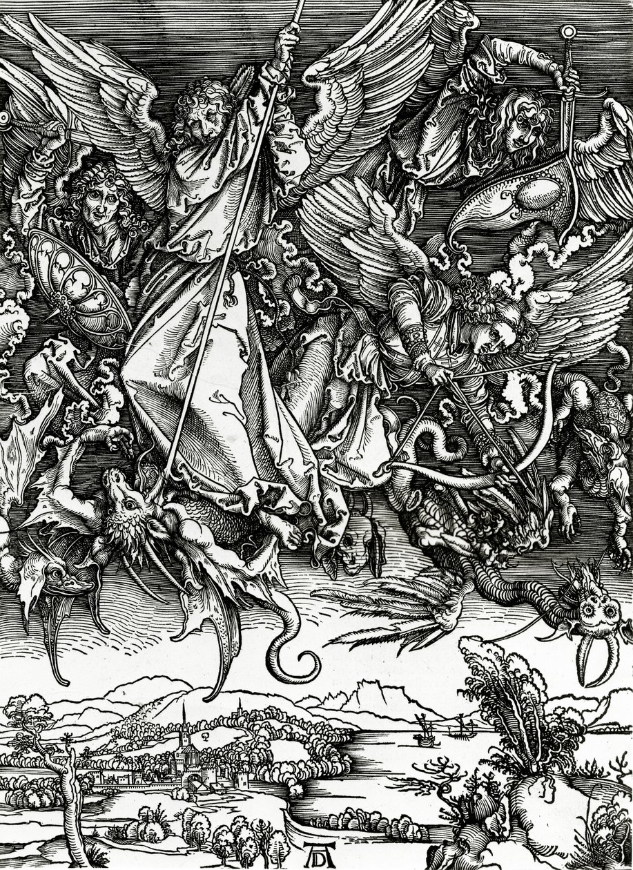 聖ミカエル、ドラゴンとの戦い、1498年 作： アルブレヒト・デューラー