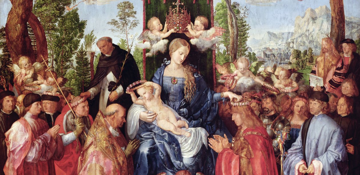 バラの花輪の饗宴、1506年（157023の詳細） 作： アルブレヒト・デューラー