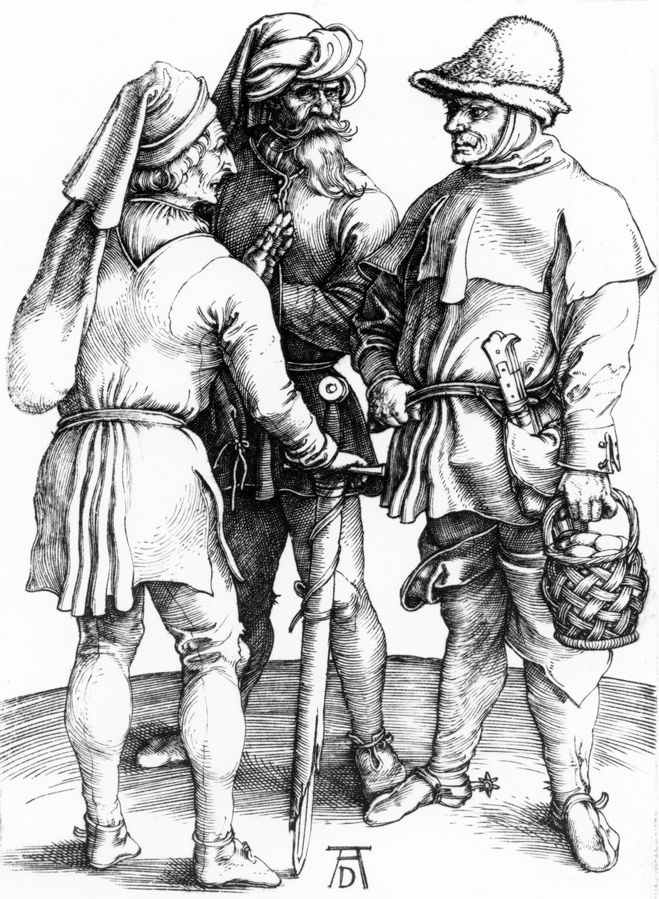 1497年頃の、会話における3人の農民 作： アルブレヒト・デューラー