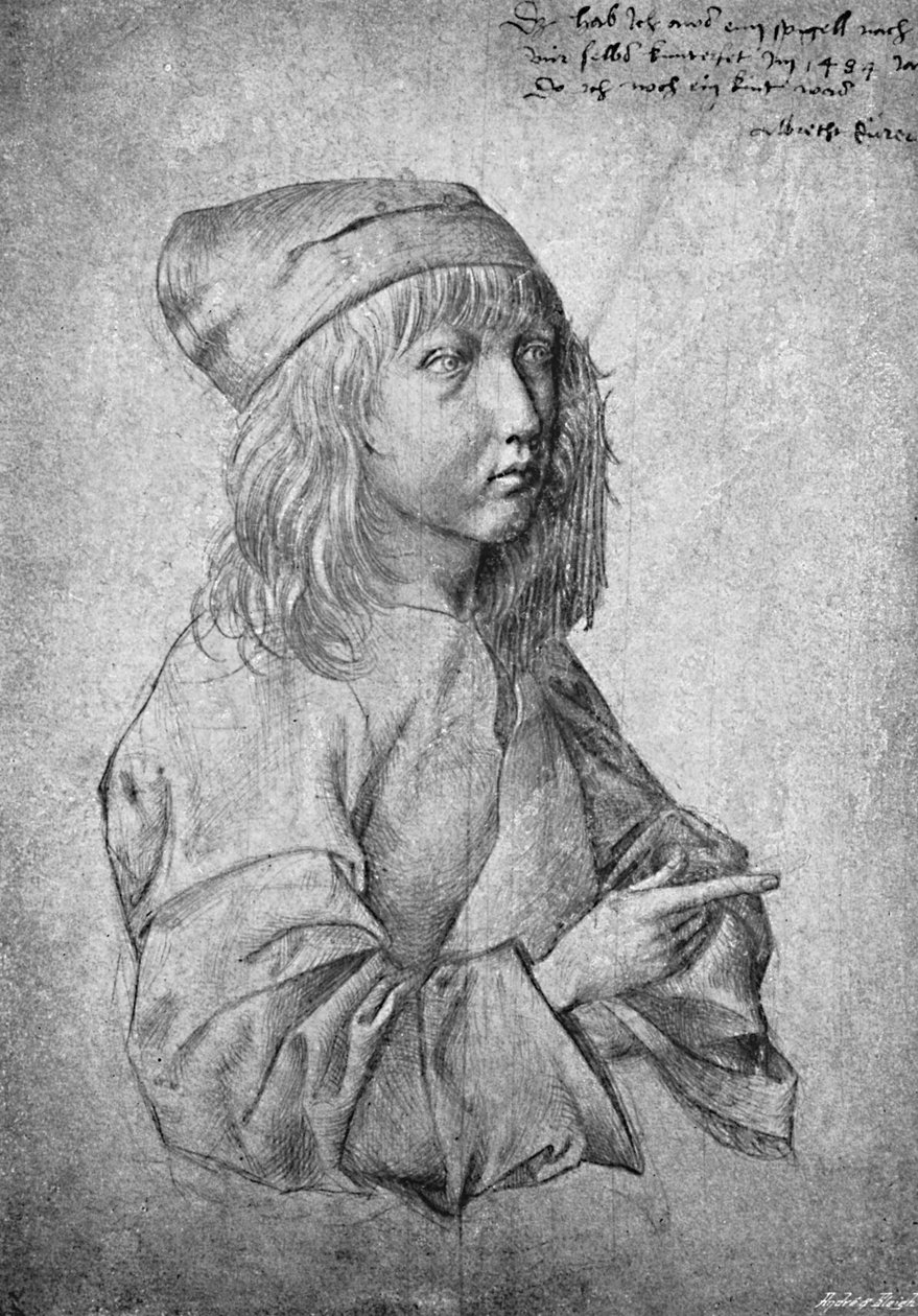 13歳のアルブレヒトデューラー。自分で描いた絵、1484、1906より。 作： アルブレヒト・デューラー
