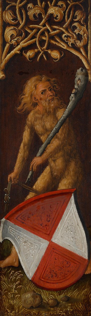 Bildnistriptychon des Oswolt Krel, rechter Flügel: "Wilder Mann" mit dem Wappen der Agathe von Esendorf 作： アルブレヒト・デューラー