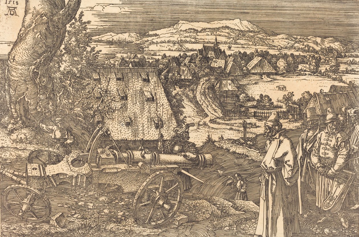 大砲のある風景、1518年。 作： アルブレヒト・デューラー