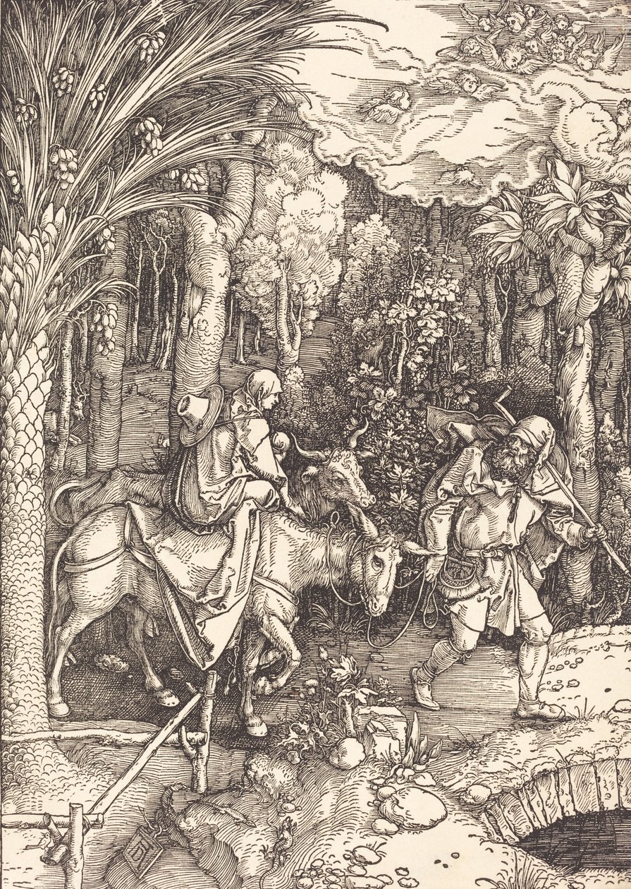 エジプトへの逃避、c。 1504年。 作： アルブレヒト・デューラー