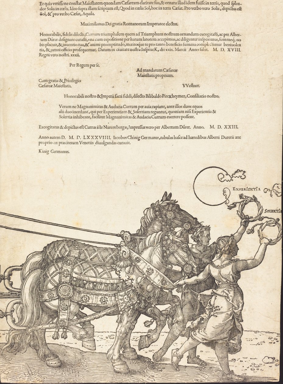 The Triumphal Chariot of Maximilian I The Great Triumphal Car [plate 8 of 8], 1523 Latin ed..    1194383   ja       japanese Successfully Translated  Original: Young Man Playing Flute as Three Girls Watch Translat: Young Man Playing Flute as Three Girls Wa 作： アルブレヒト・デューラー