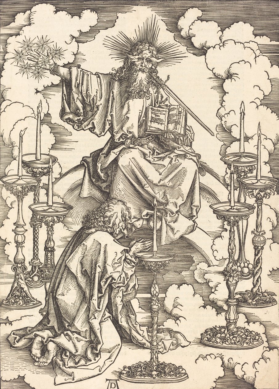 7 つのローソク足のビジョン、おそらく c. 14961498。 作： アルブレヒト・デューラー
