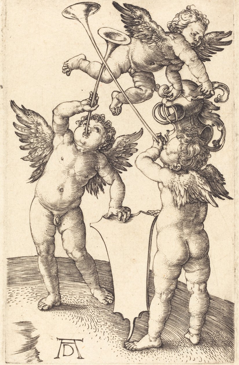 3 つの天才、c。 1505年。 作： アルブレヒト・デューラー