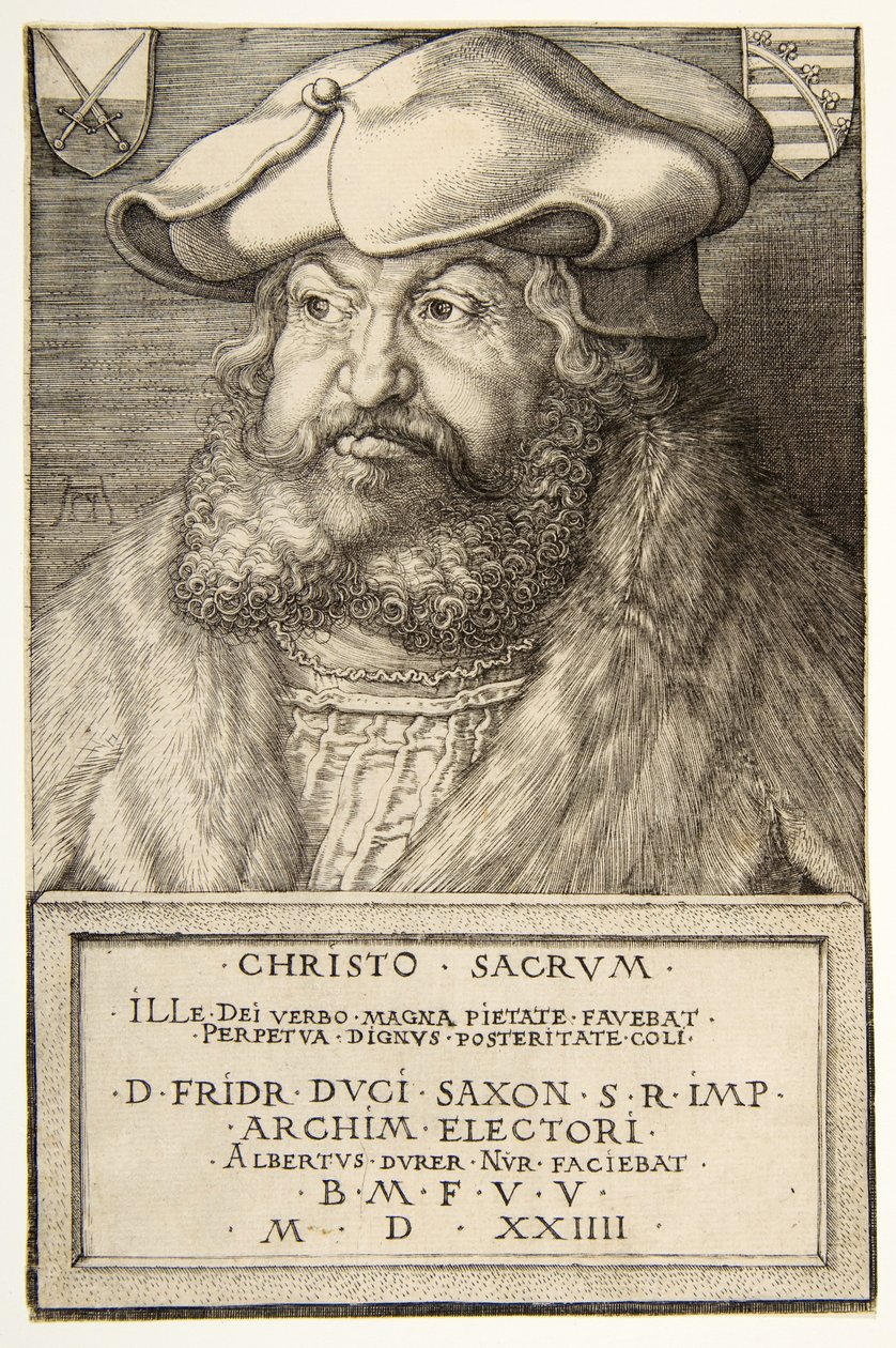 ザクセン選帝侯フリードリッヒ・ザ・ワイズ、パブ。1524年（彫刻）。 作： アルブレヒト・デューラー