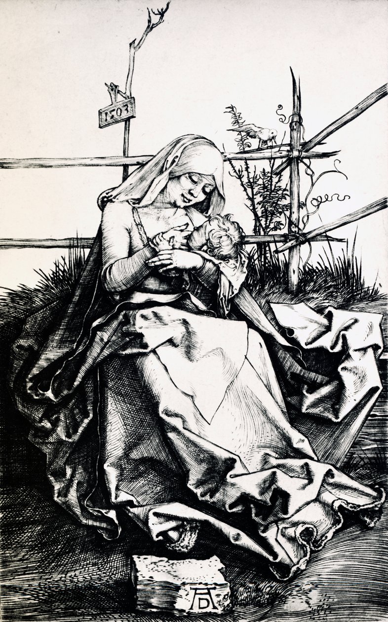 塀の中の聖母子像（銅版画