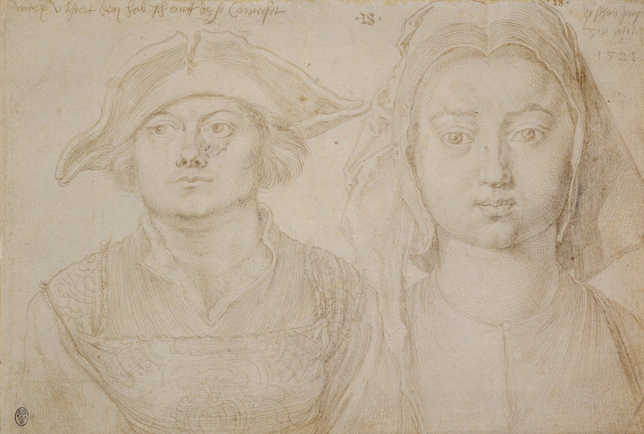 マルクス・ウルスタット；アントワープの若い美女 1520-21年頃（象牙色敷紙にシルバーポイント、下塗り） 作： アルブレヒト・デューラーまたはデューラー