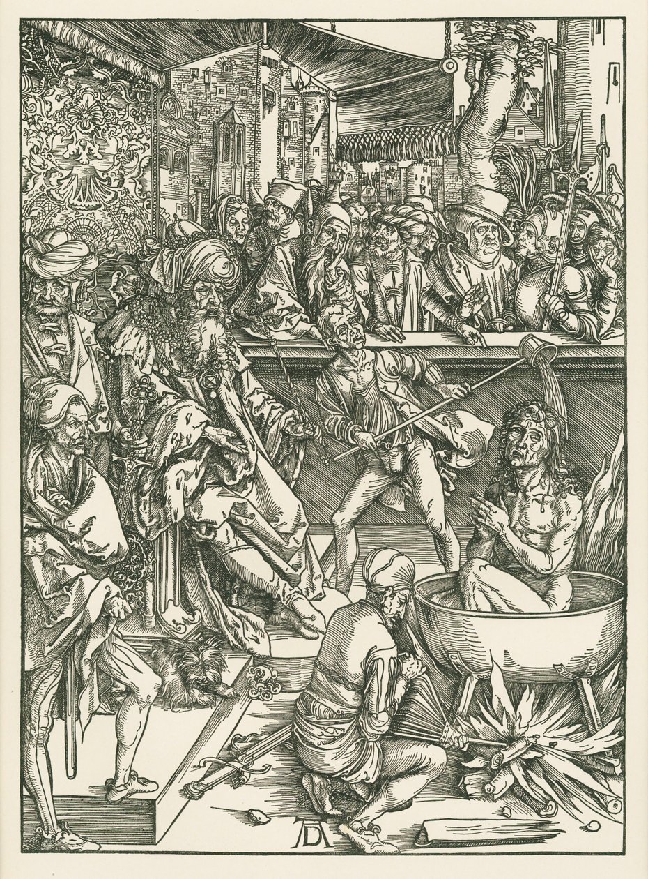 福音書記者聖ヨハネの殉教 1496-97年頃（木版画） 作： アルブレヒト・デューラーまたはデューラー