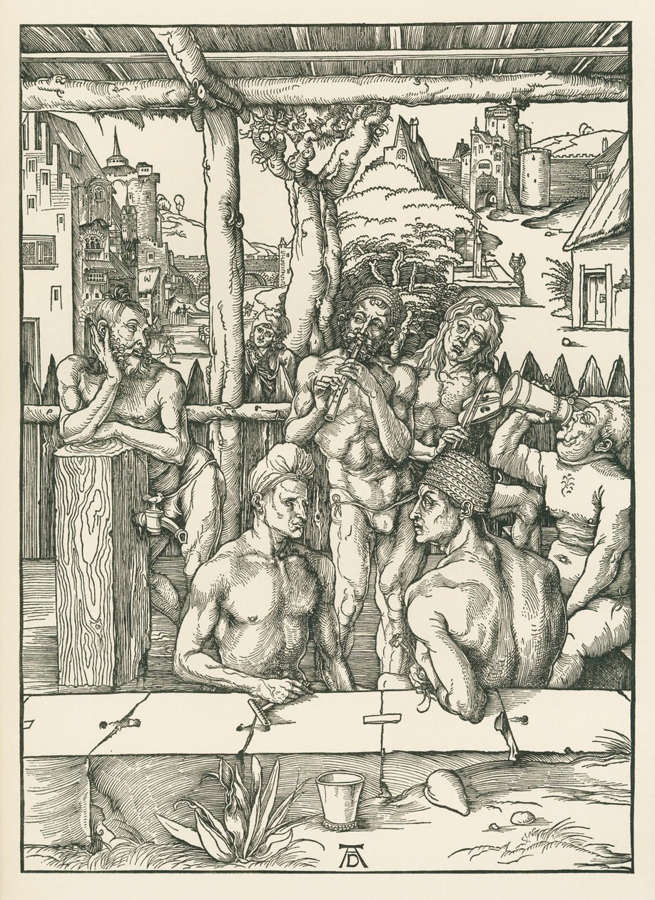 男風呂、1496-97年頃（木版画） 作： アルブレヒト・デューラーまたはデューラー