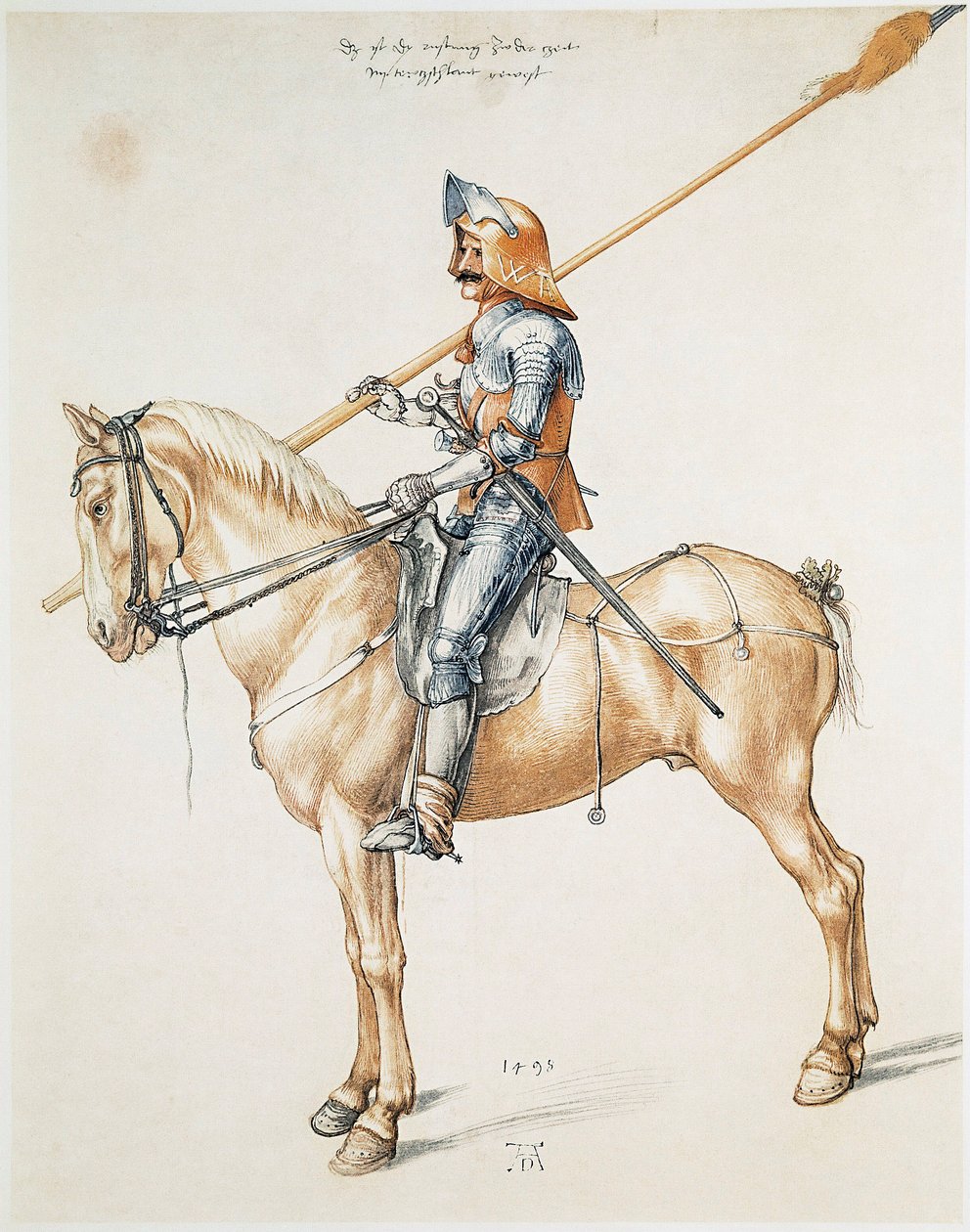 アルブレヒト・デューラーのオリジナルから描いた武器の騎士水彩画 作： アルブレヒト・デューラー