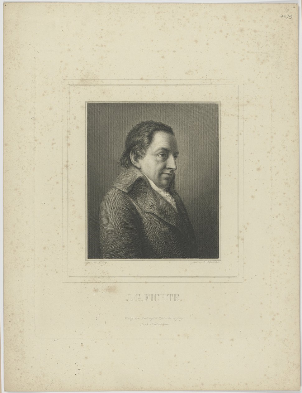 Johann Gottlieb Fichte 1762-1814 の肖像。 作： AlbrechtFürchtegottSchultheiss