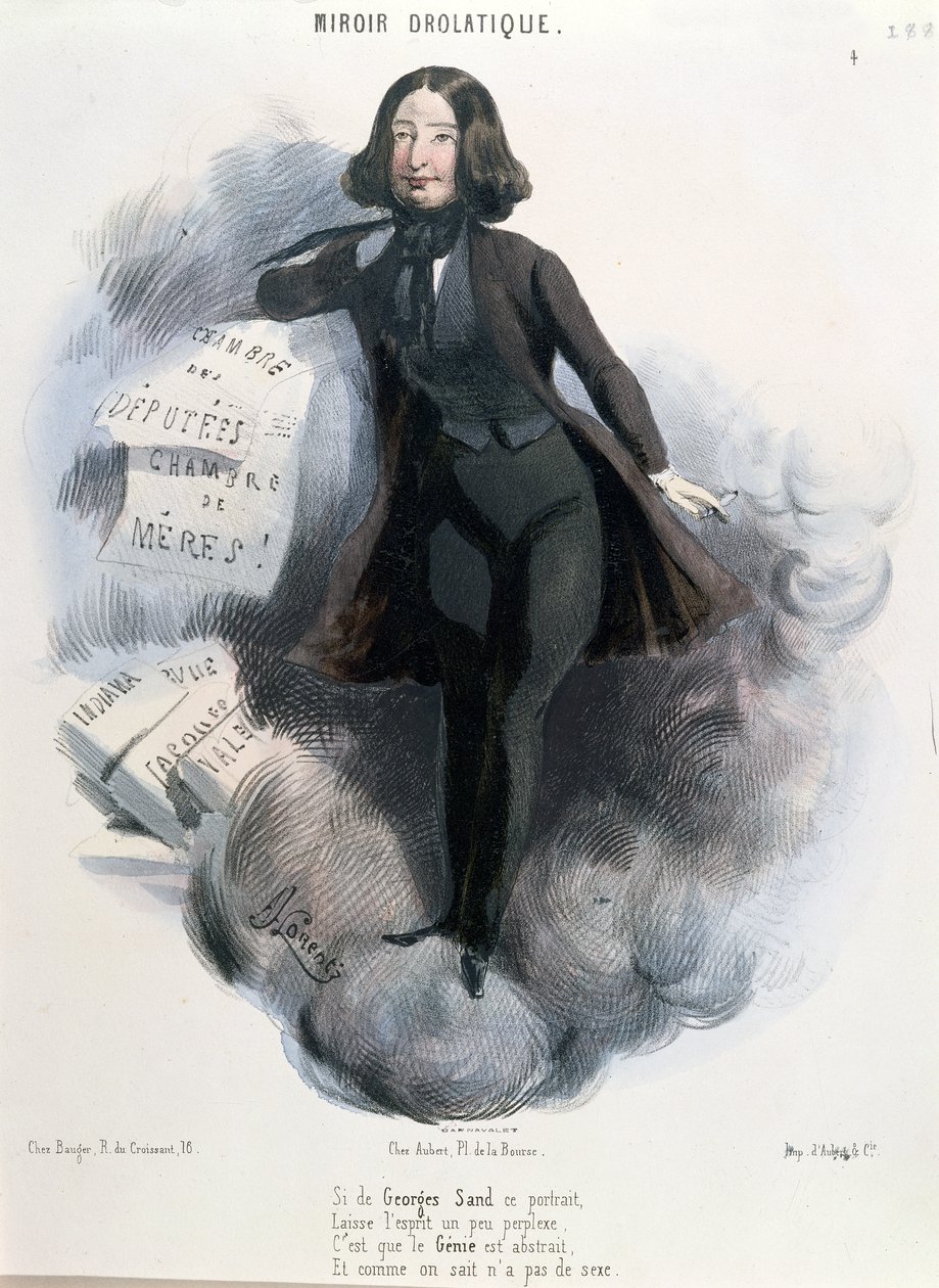 ジョージサンドの風刺画（1804-76）c.1848 作： アルシード・ジョセフ・ロレンツ