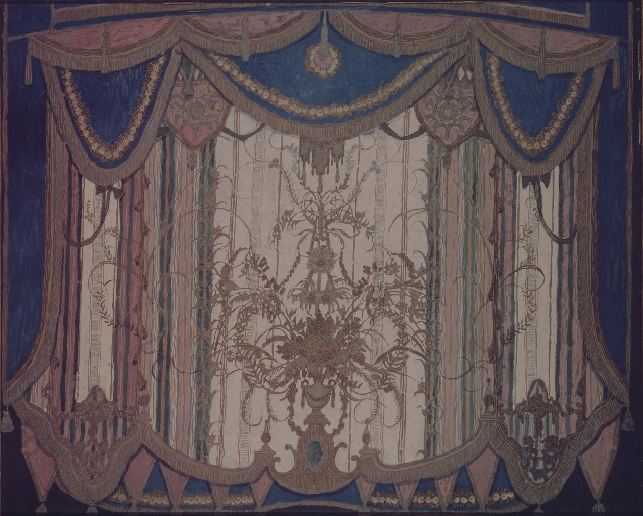 劇場演劇のためのカーテンのデザインM.レルモントフ作の仮面舞踏会、1917年 作： アレクサンドル・ヤコブレビッチ・ゴロビン