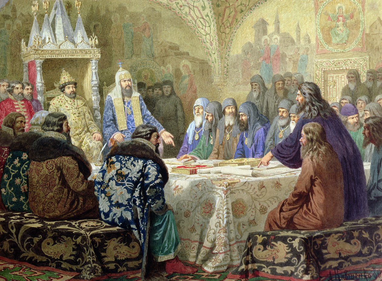 1634年の評議会：1880年のロシアにおける教会反体制の始まり 作： アレクセイ・ダニロヴィッチ・キフシェンコ