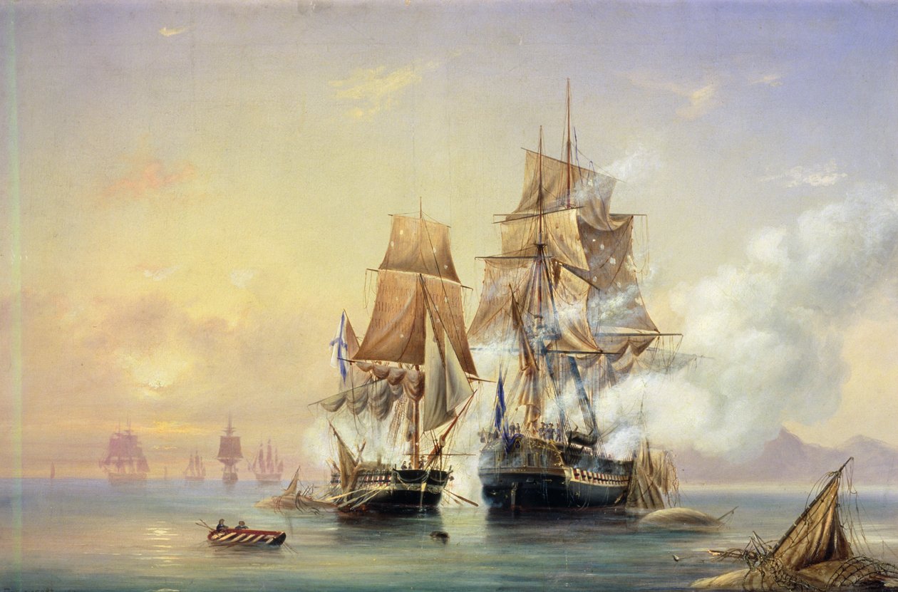 1845年1月5日21日にロシアのカッター水星がスウェーデンのフリゲート艦金星を捕獲 作： アレクセイ・ペトロヴィッチ・ボゴリュボフ