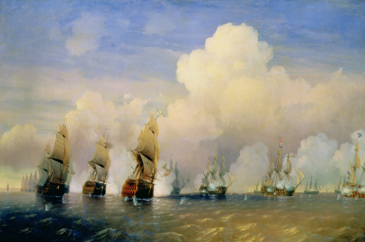 1790年のクロンシュタット近くのロシア-スウェーデン海戦 作： アレクセイ・ペトロヴィッチ・ボゴリュボフ