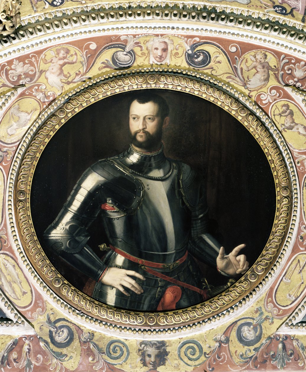 Studiolo di Francesco IのコジモIデメディチ（1519-74）の肖像、1572（スレート） 作： アレッサンドロ・アロリ