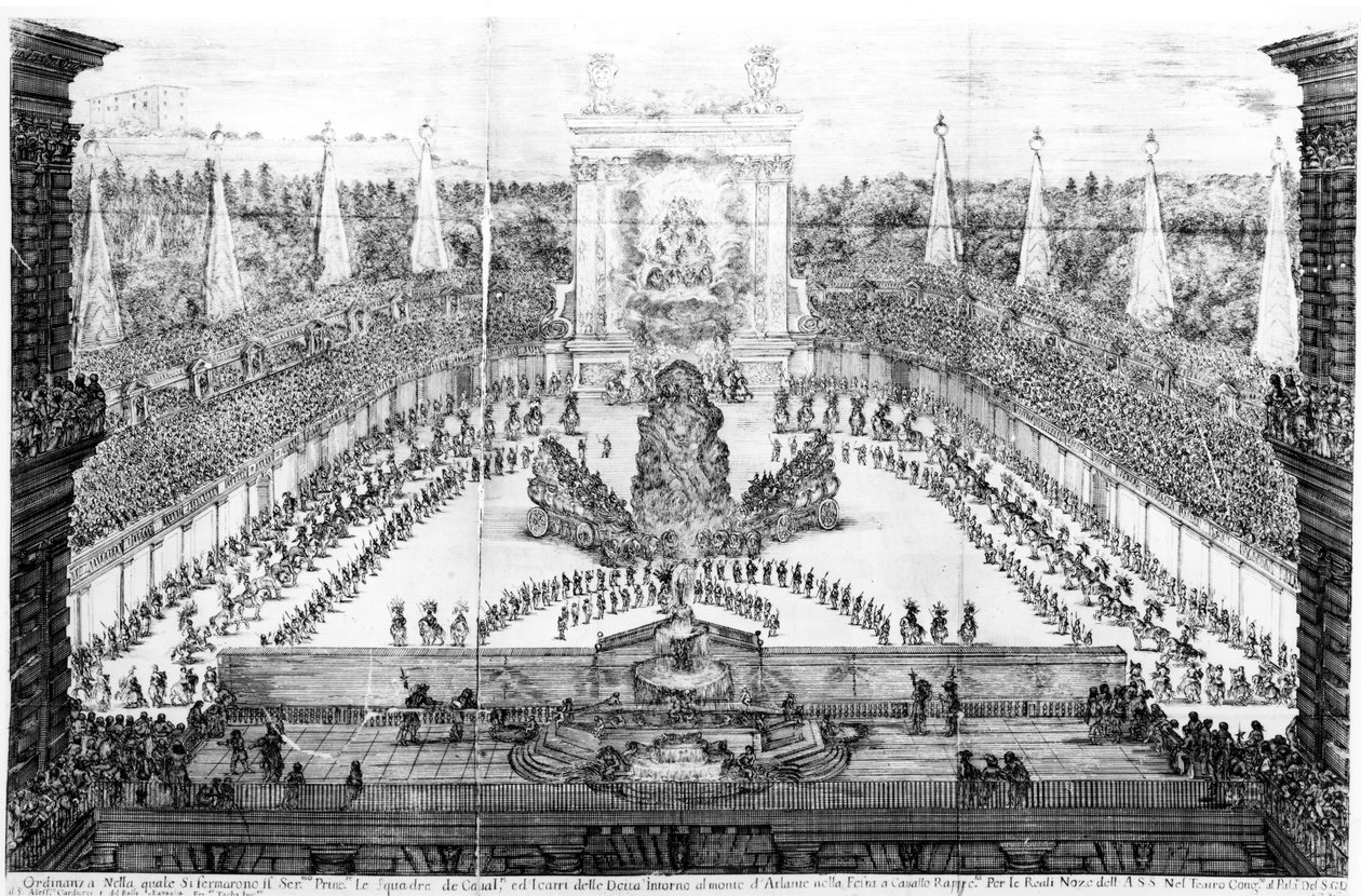 Cosimo III de&39;MediciとMargherita Luisa d&39;Orleansの結婚のためのアトラスのページェント、ステファノデッラベラ作、1661年 作： アレッサンドロ・カルドゥッチ