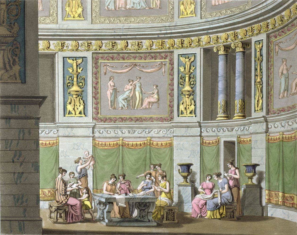 ジュネスフェラーリオの「ルコスチュームアンシェンエモデルヌ」のGynaeceum、c.1825 作： アレッサンドロ・サンキリコ