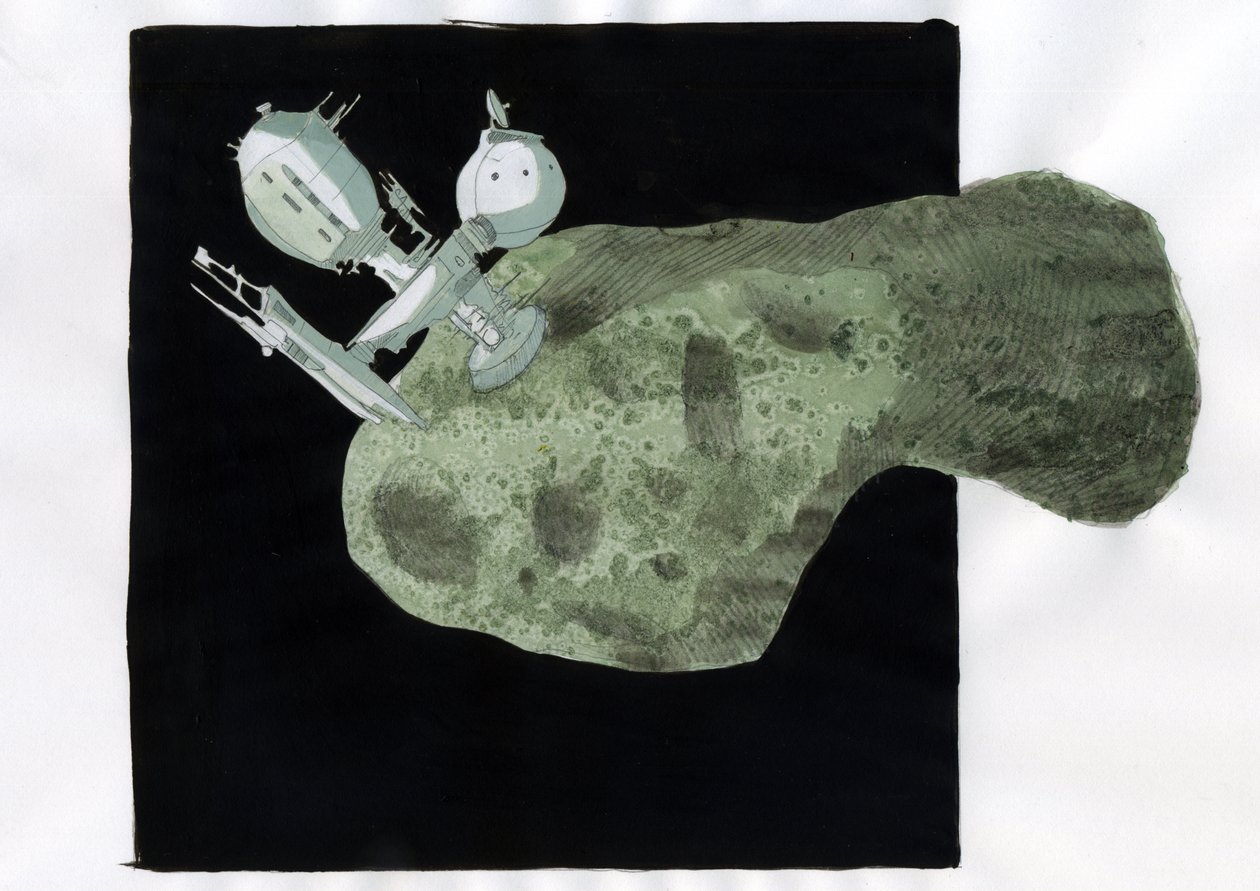 期待: 小惑星の採掘、小惑星やその他の小惑星からの原材料の開発 イラスト: アレッサンドロ・ロナティ 作： アレッサンドロ・ロナティ