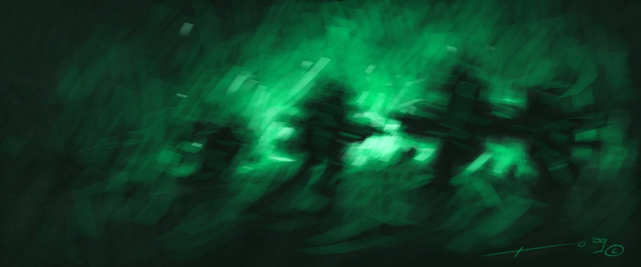 戦闘、兵士の赤外線暗視。 アレッサンドロ・ロナティの絵 作： アレッサンドロ・ロナティ