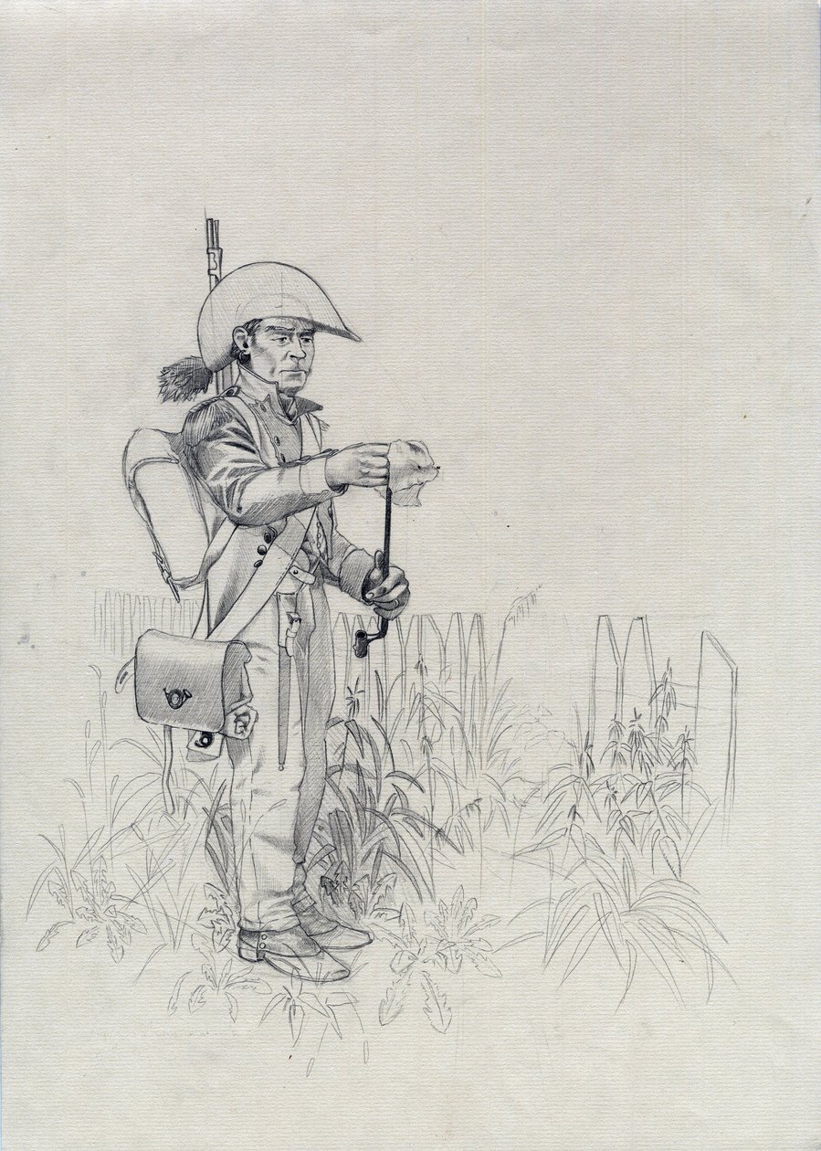 最初の帝国 (1804-1814 または 1815): ナポレオン軍の兵士、兵士歩兵ハンター (歩兵ハンター)。 アレッサンドロ・ロナティの絵 作： アレッサンドロ・ロナティ