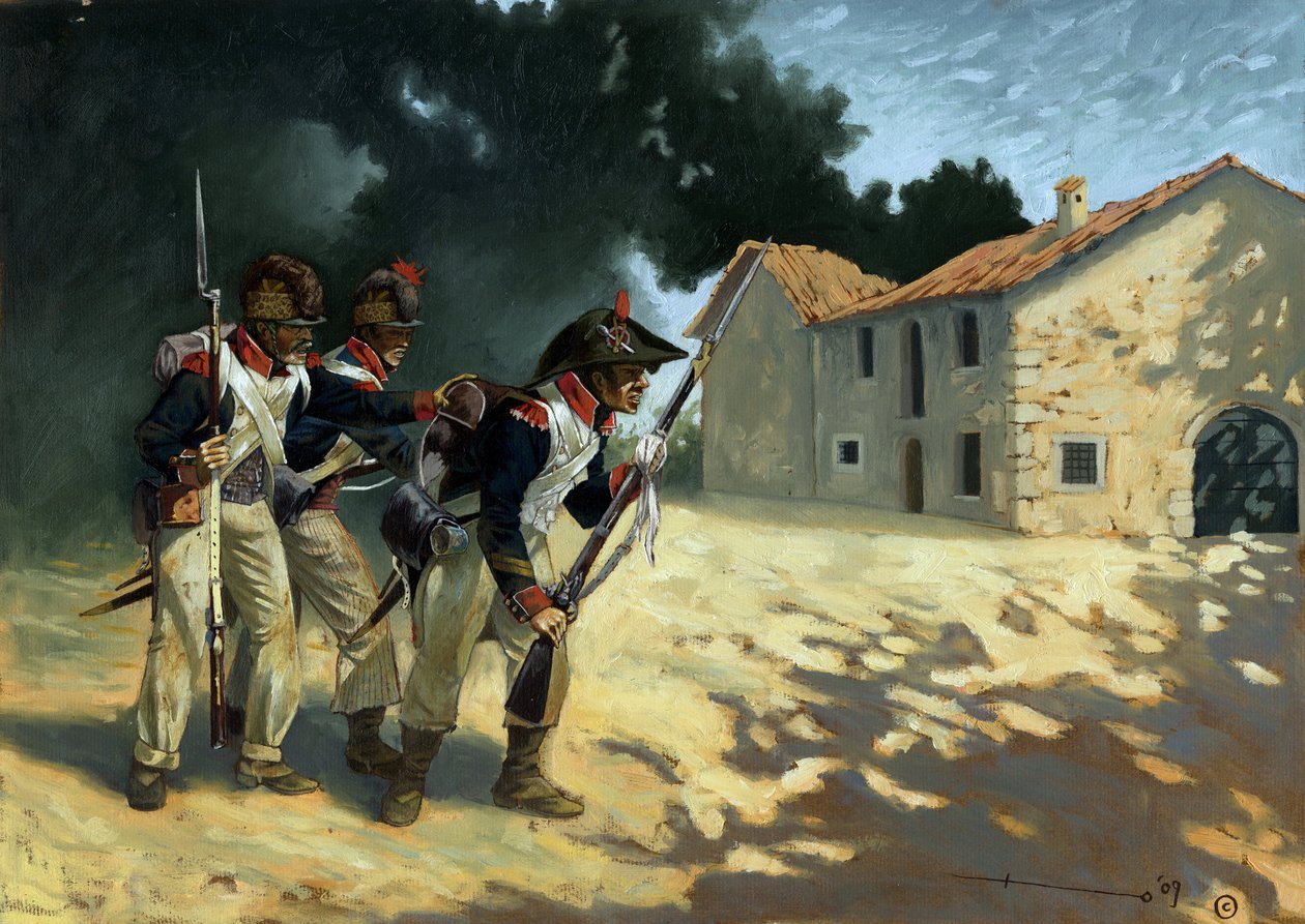 Primeiro império: Granadeiros da infantaria francesa em patrulha durante as campanhas italianas. Desenho de Alessandro Lonati 作： アレッサンドロ・ロナティ