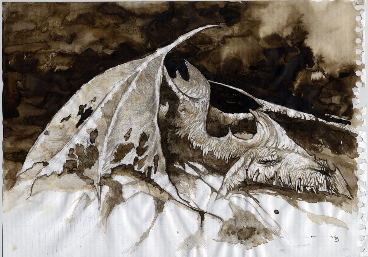 Illustration of a fantastic and legendary animal: dead dragon carcass. Colour drawing by Alessandro Lonati.   1458802   ja       japanese Successfully Translated  Original: The grand master Marcantonio Zondadari receives the turkish standars Translat: The  作： アレッサンドロ・ロナティ