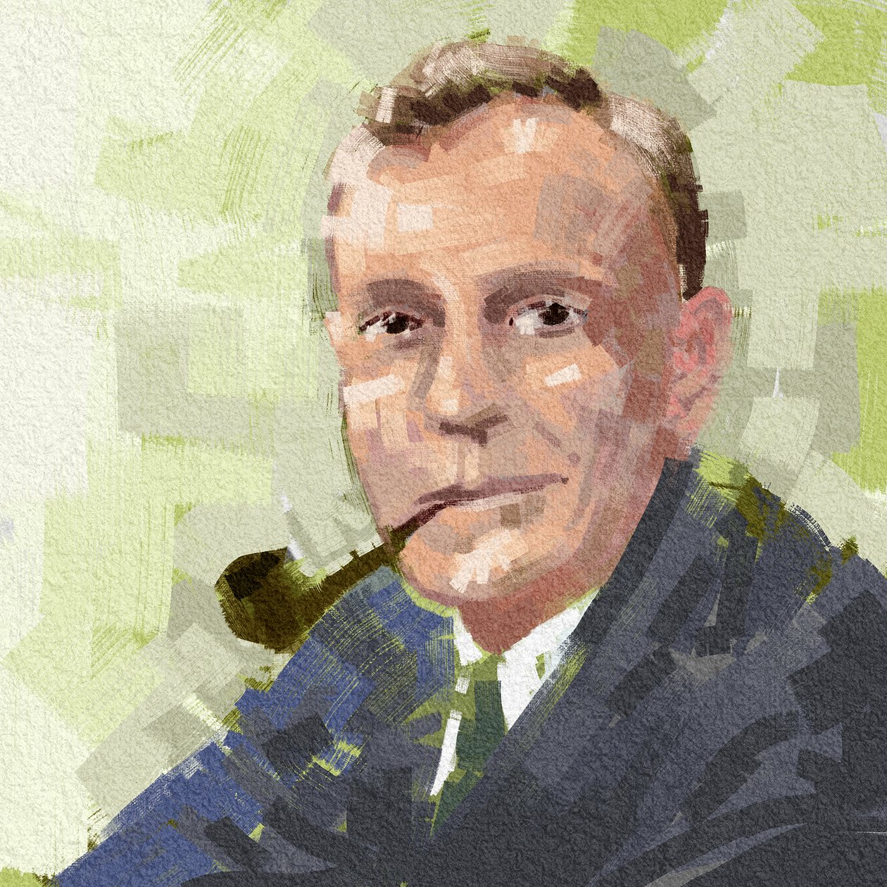 天文学者エドウィン・ハッブルの肖像、2023年（イラスト） 作： アレッサンドロ・ロナティ