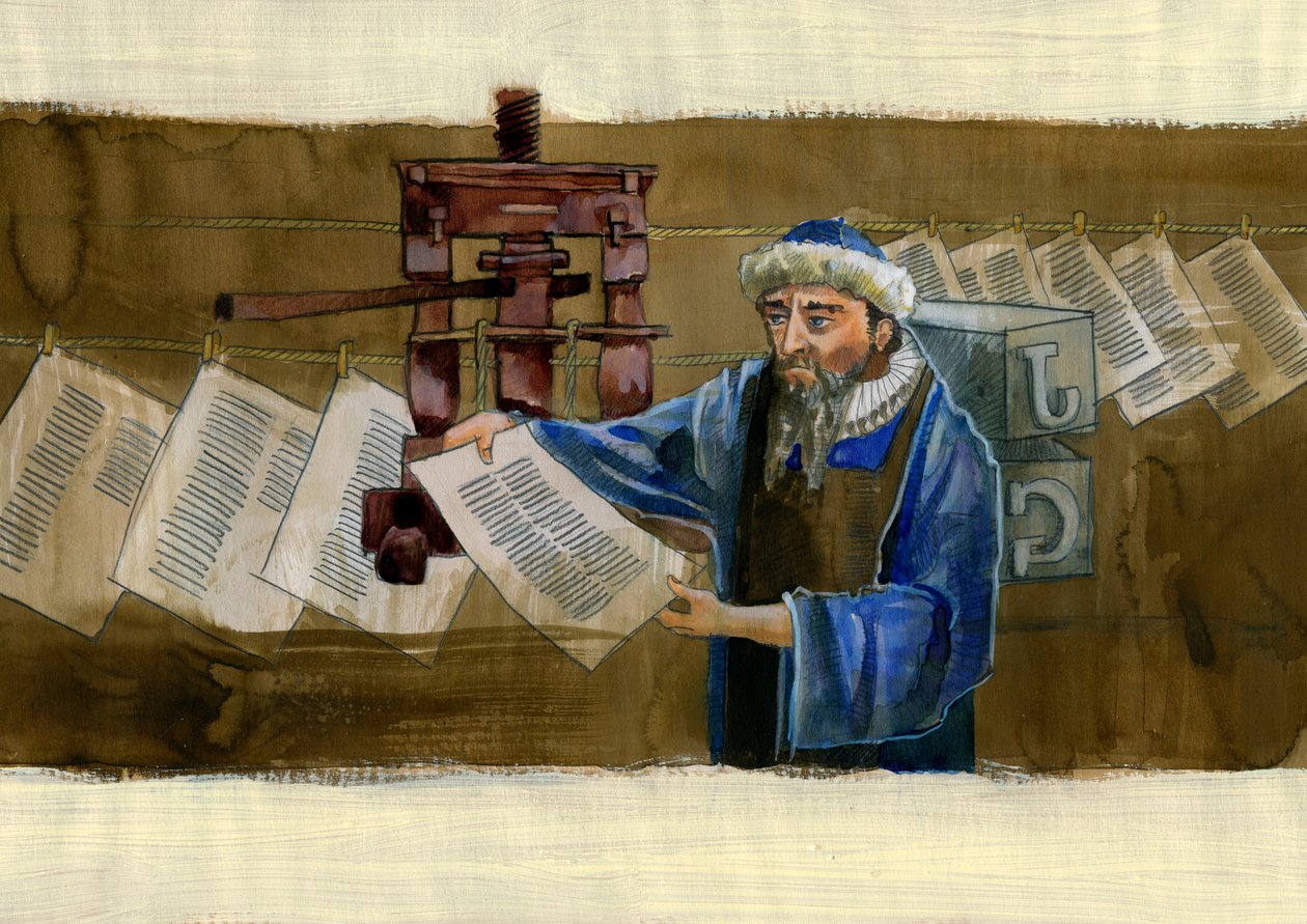 Portrait of Johannes Gensfleisch dit Gutenberg (1400-1468), German Printer (Portrait of Johannes Gutenberg) Illustration by Alessandro Lonati   1459094   ja       japanese Successfully Translated  Original: A Picardy Market (watercolor, gouache & pencil on 作： アレッサンドロ・ロナティ