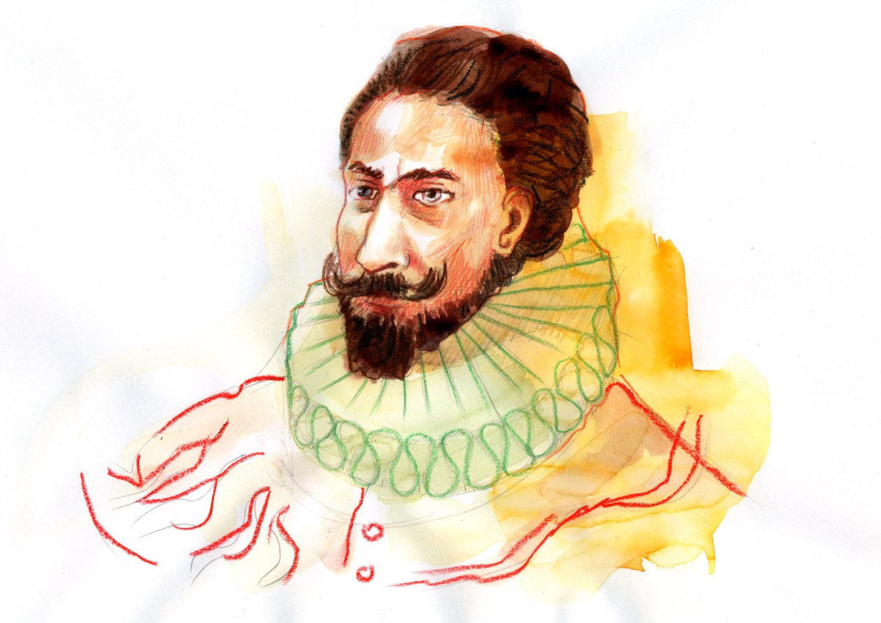 ミゲル・デ・セルバンテス・サアベドラの肖像 (1547-1616) (スペインの作家ミゲル・デ・セルバンテス・サアベドラの肖像) 作： アレッサンドロ・ロナティ