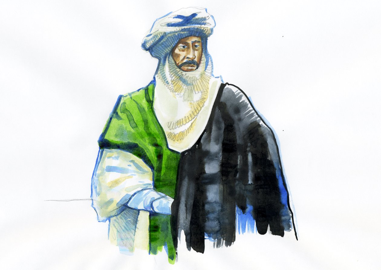 Retrato de Muawiya I (602-680) Primeiro Califa Omíada (Retrato de Muawiyah I) 作： アレッサンドロ・ロナティ