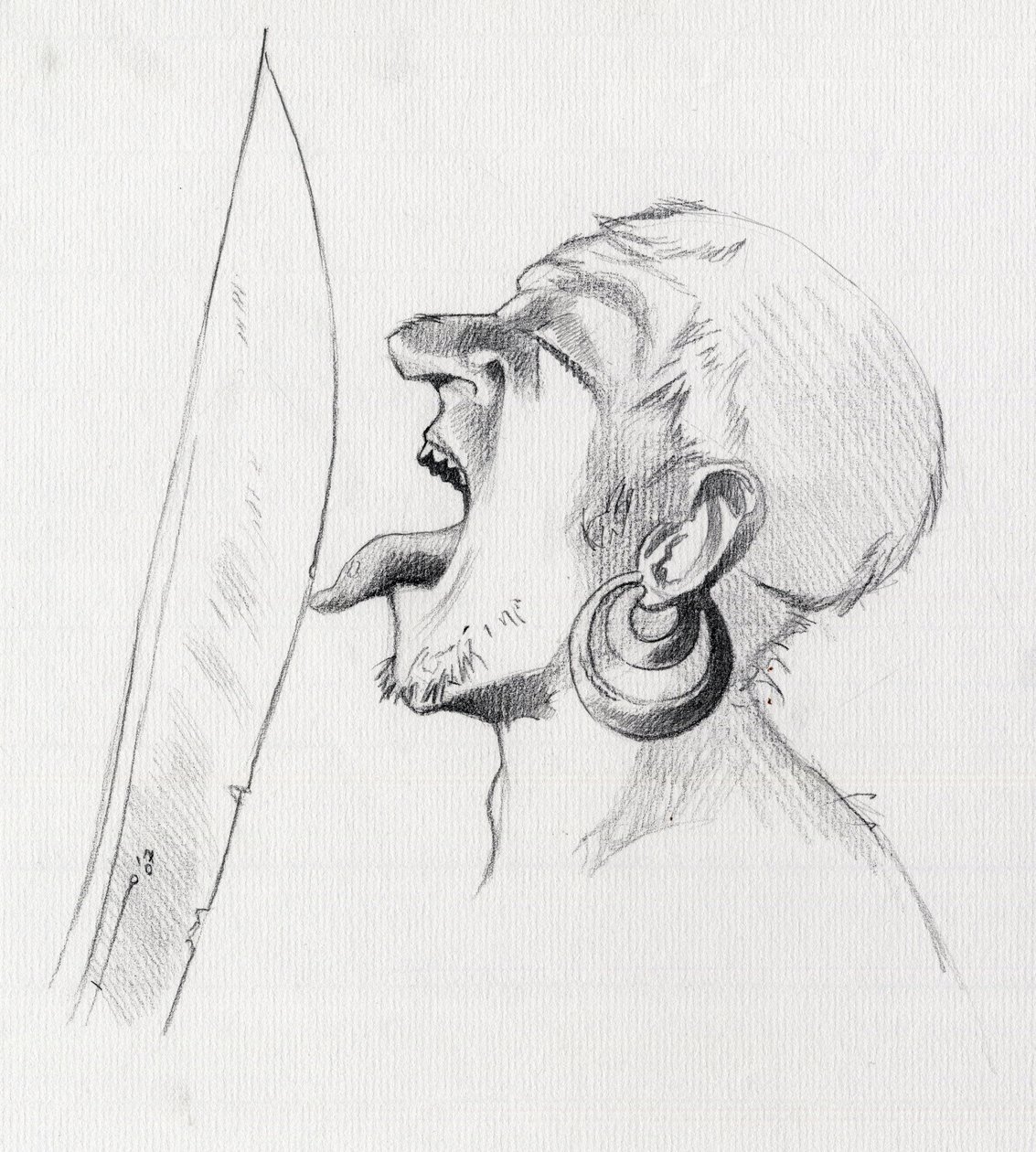 Portrait of a pirate (privateer) defying the sword by touching it with the tongue. Drawing by Alessandro Lonati.   1459011   ja       japanese Successfully Translated  Original: Wisteria, c.1908 (colour woodblock print) Translat: Wisteria, c.1908 (colour w 作： アレッサンドロ・ロナティ