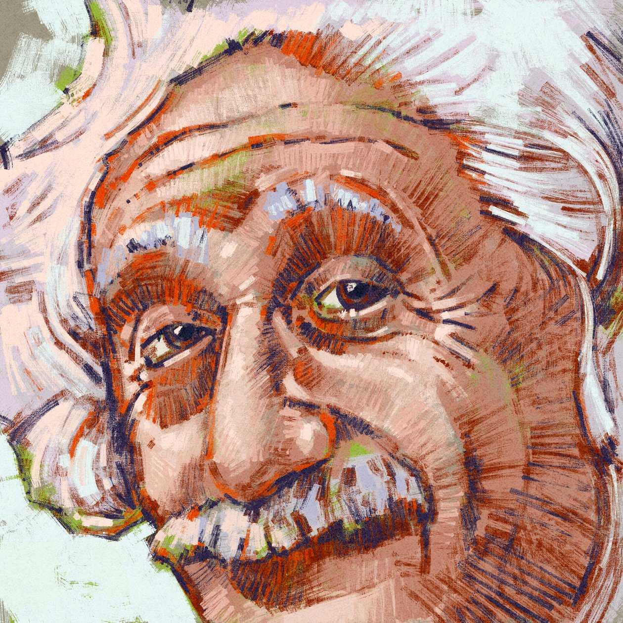 科学者アルバート アインシュタインの肖像 (イラスト)