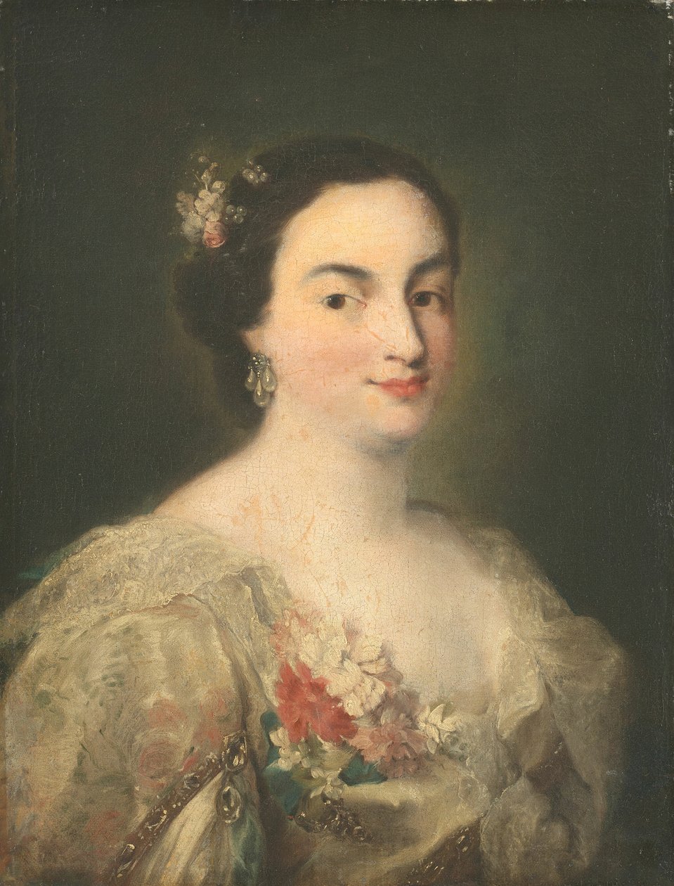 若い女性の肖像、c。 1760年。 作： アレッサンドロ・ロンギ