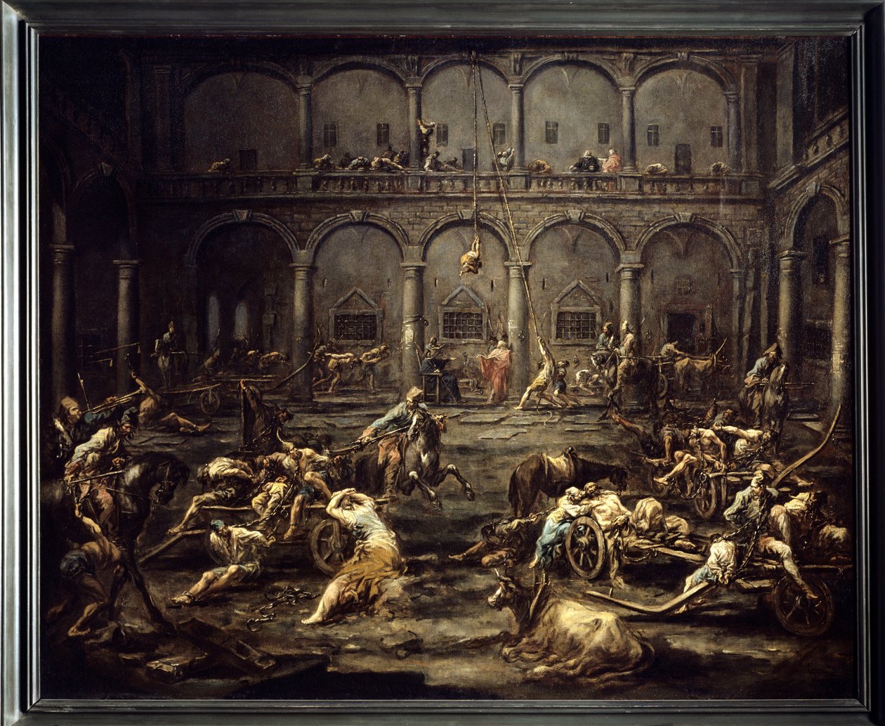 Arrivee des galeriens à la prison de Genes アレッサンドロ・マニャスコ（1667-1749）の絵画 18世紀 日。1,16x1,42 m ボルドー、Musee des Beaux Arts。 作： アレッサンドロ・マグナスコ