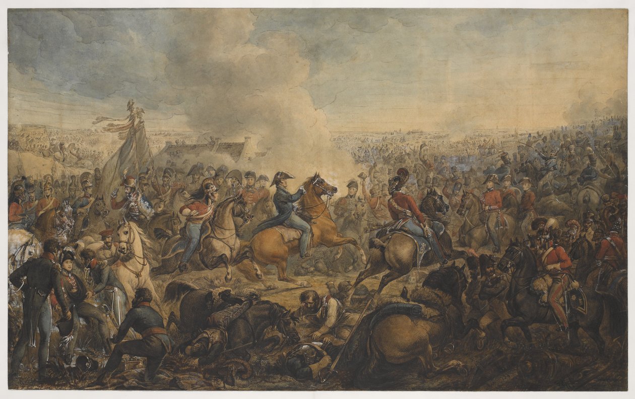 英軍の前進命令後のウォータールーの戦い、1815年、1815年 作： アレクサンダー・イワノビッチ・ザウアーヴァイド