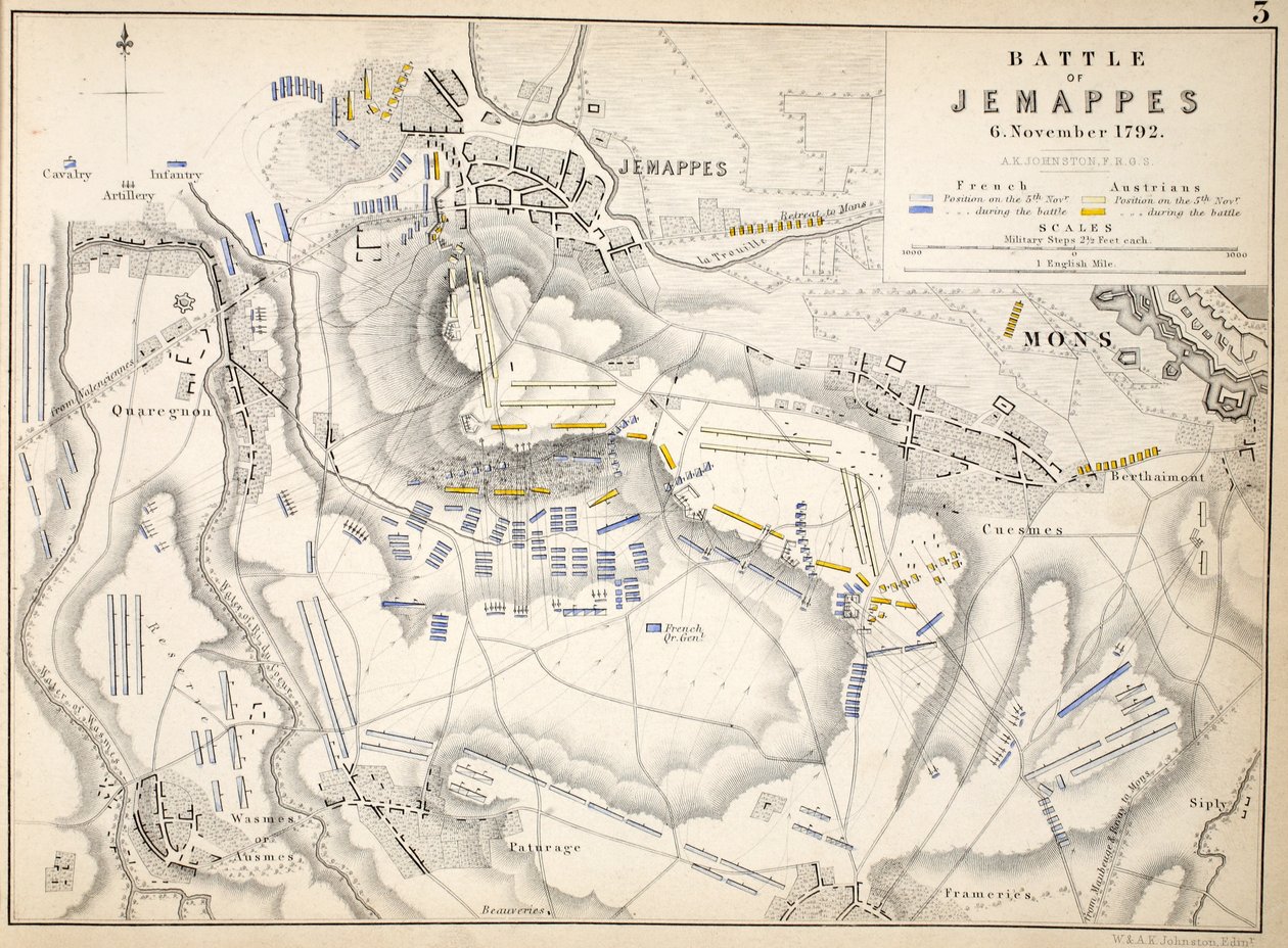 ジェマペスの戦いの地図、ウィリアムブラックウッドアンドサンズ発行、エジンバラとロンドン、1848年（手描きの彫刻） 作： アレクサンダー・キース・ジョンストン