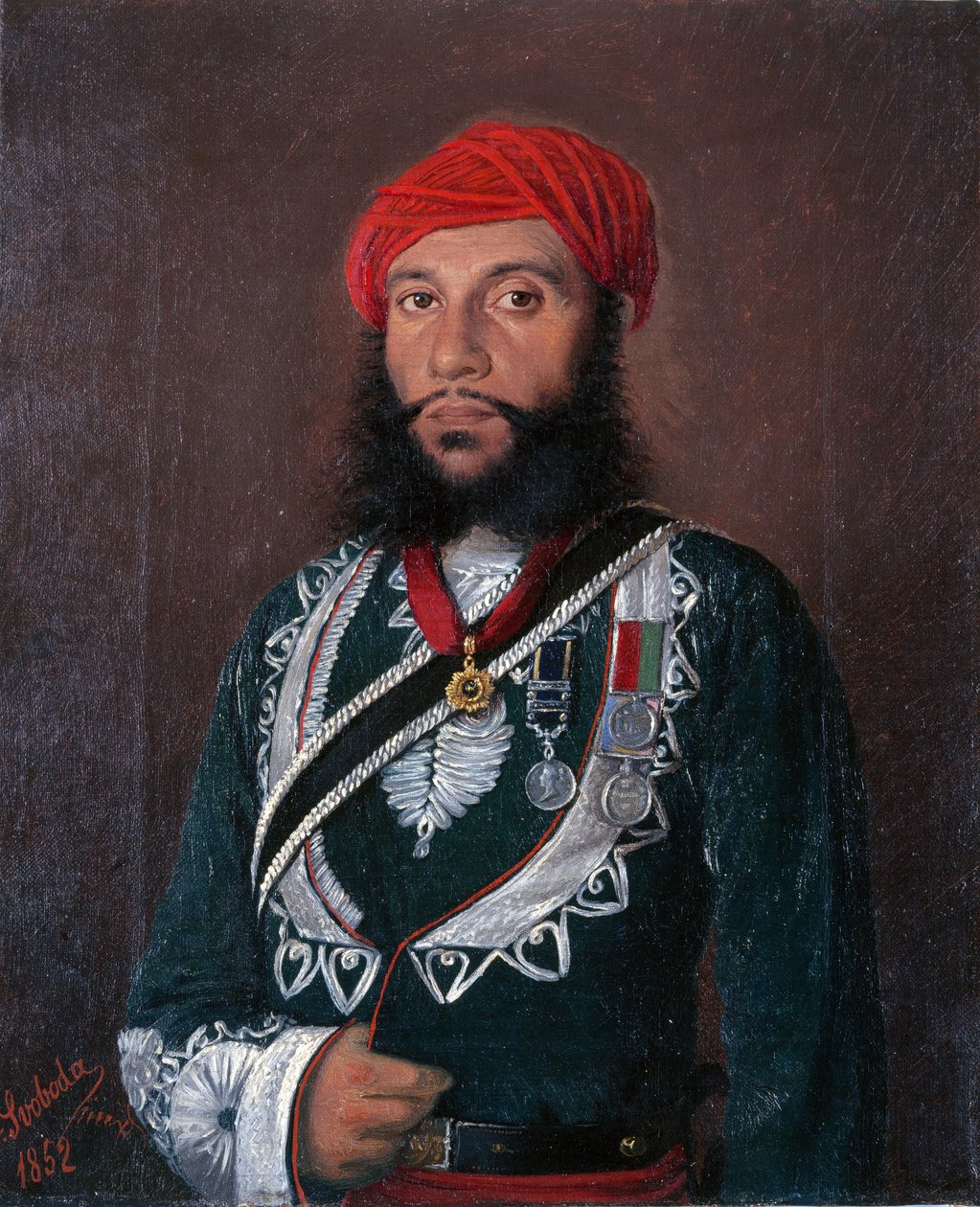 第二連隊不規則騎兵隊のインド将校、1852年 作： アレクサンダー・サンドール・スボボダ