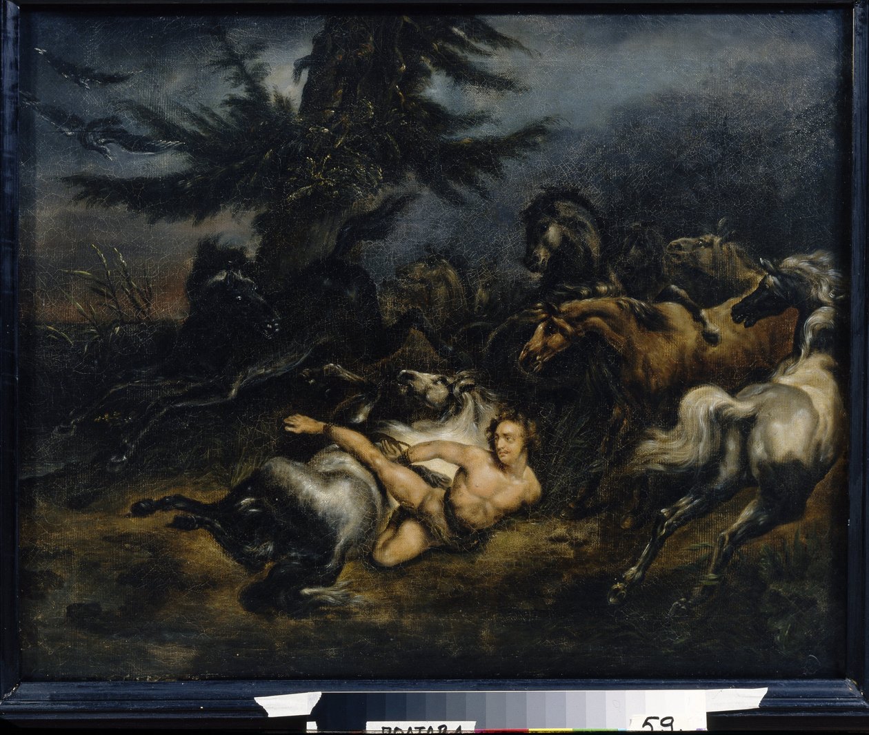 イワン・マゼパ（ジャン・マゼッパ）（1639-1709）。 姦淫の現行犯に捕まった後、彼はタールを塗られ、野生の馬に裸で縛られ、ウクライナの草原に運ばれます。 Alexander Osipovich Orlowski（1777-1832）による絵画、hu 作： アレクサンダー (1777-1832) オルロフスキー