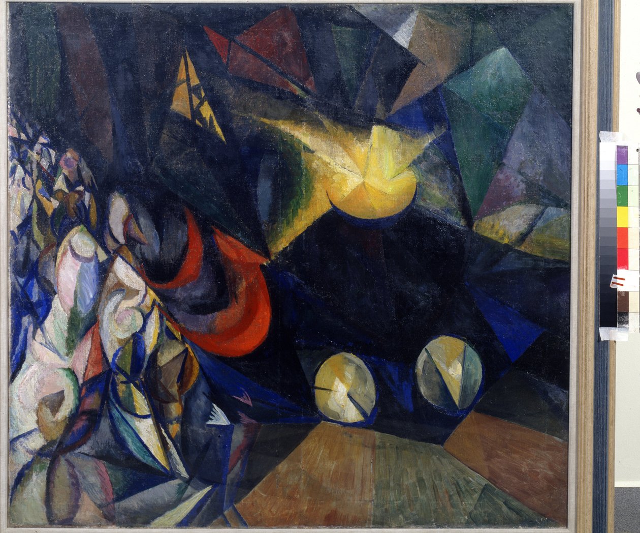蒸気機関。 Alexander Konstantinovich Bogomazov (1880-1930) による絵画。 キャンバスに油彩 作： アレクサンダー・ボゴマゾフ