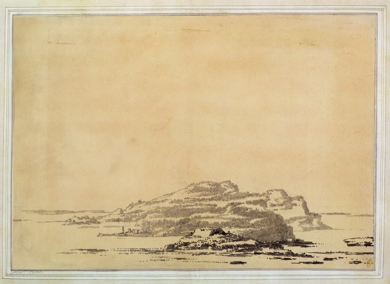 幻想的な風景、1780-85（紙に鉛筆で洗う） 作： アレクサンダー・コゼンス