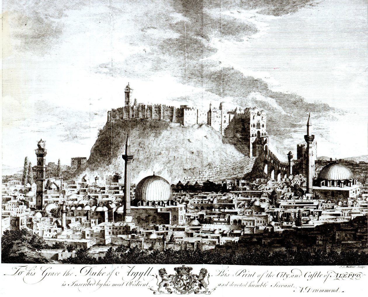 1754年、シリアの都市と城のアレッポのビュー 作： アレクサンダー・ドラモンド
