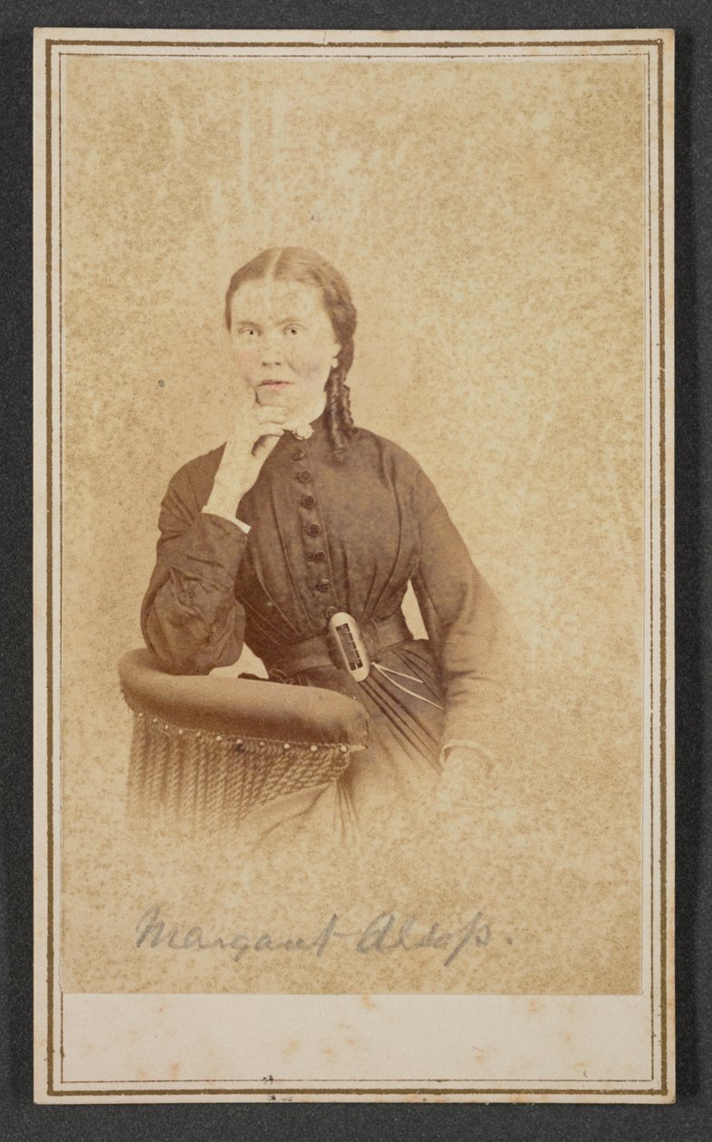 マーガレット・オールソップのカルト・ド・ビジットの肖像画 1865年。 作： アレクサンダー・ガードナー