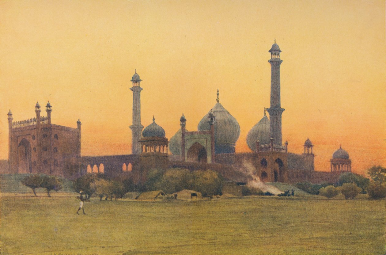 Jumma Musjid、デリー-日没時、1880年1905年。 作： アレクサンダーヘンリーハラムマレー
