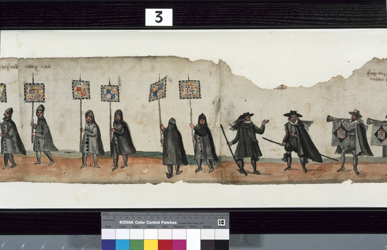 ハントリー侯爵ジョージ1世の葬儀に使用されたとされる「The Huntly Funeral Procession」のディテール 作： アレクサンダーキンケイド