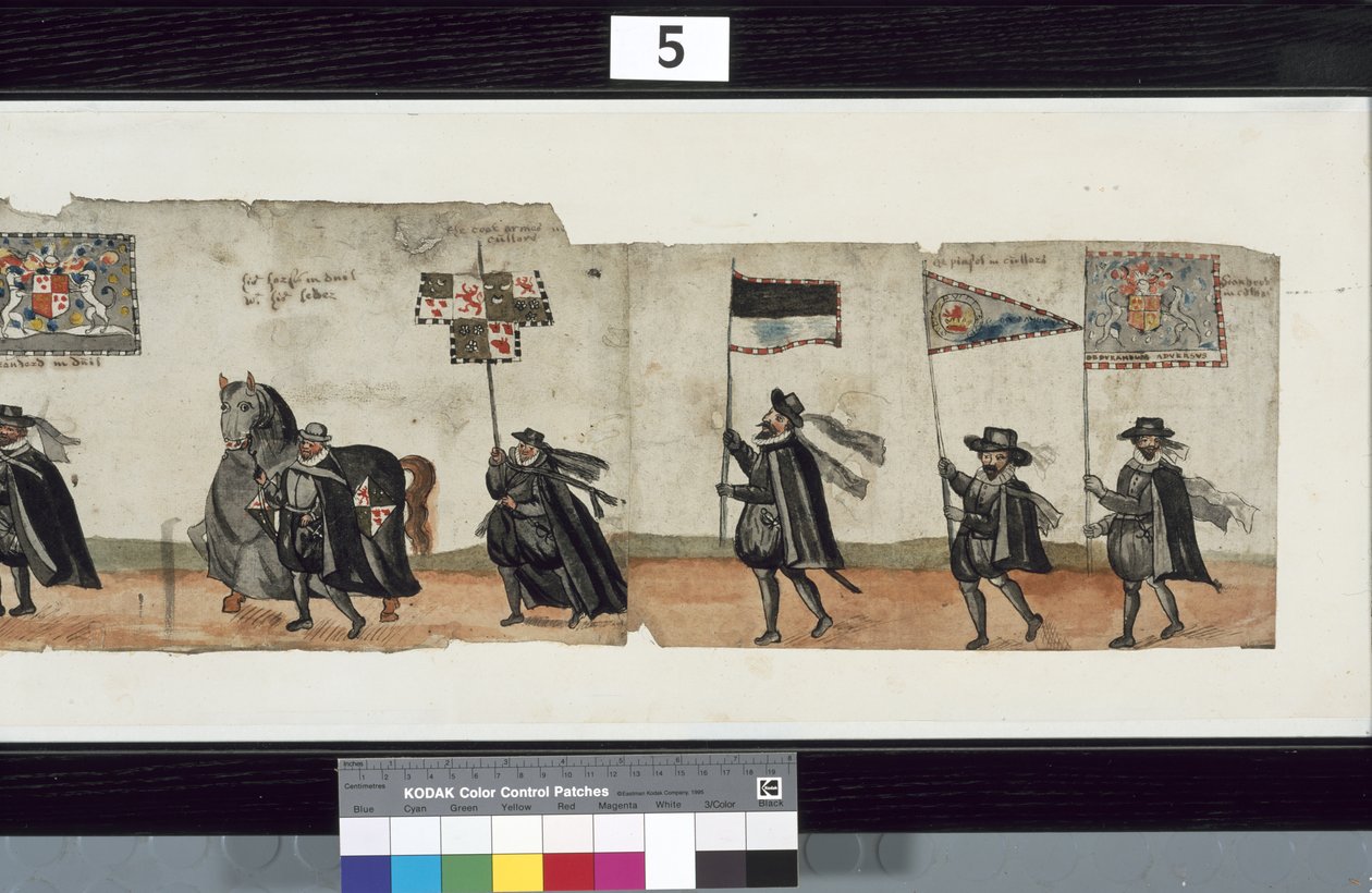ハントリー侯爵ジョージ1世の葬儀に使用されたとされる「The Huntly Funeral Procession」のディテール 作： アレクサンダーキンケイド